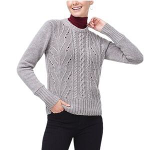 J. Crew Cable Knit Lambswool Blend Sweater